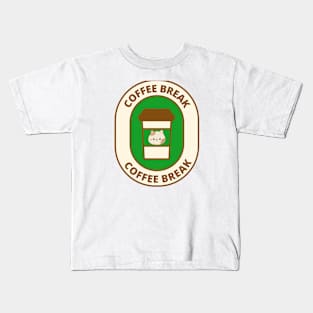 Coffee Break - Cat and Coffee Kids T-Shirt